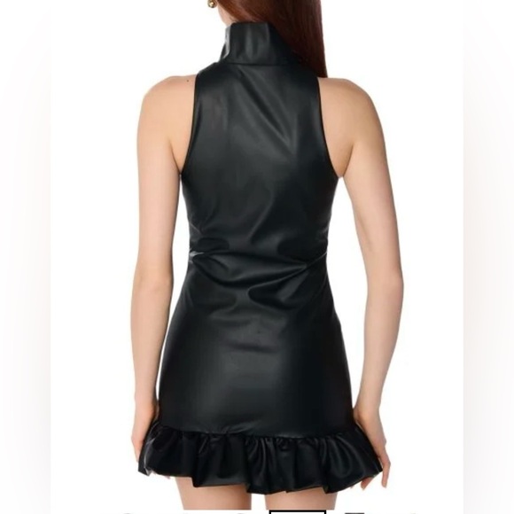 RUFFLED PU MINI DRESS Medium - Picture 8 of 8